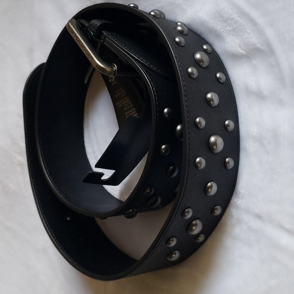 Lauren Ralph Lauren Studded‎ Wide Leather Black Belt. Size small . main image 9